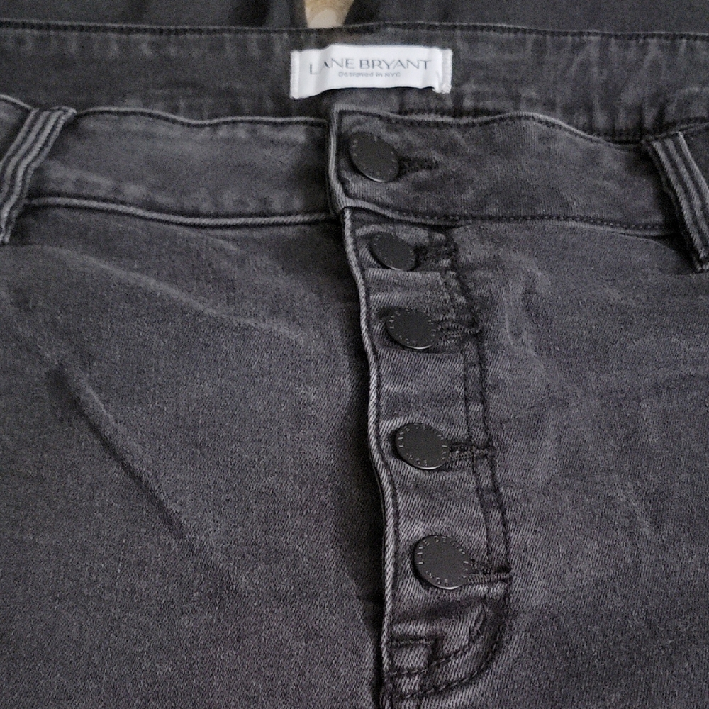 Lane Bryant Charcoal Button-Fly Jeans